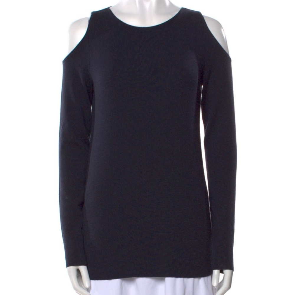 Lafayette 148 Scoop Neck Sweater Shoulder Cutout 100% Wool size Medium